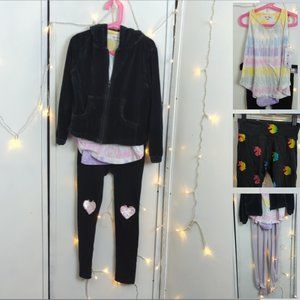 Girls 7/8 Hoodie & Tie-Dye Tank Bundle - 3 Bottoms Included